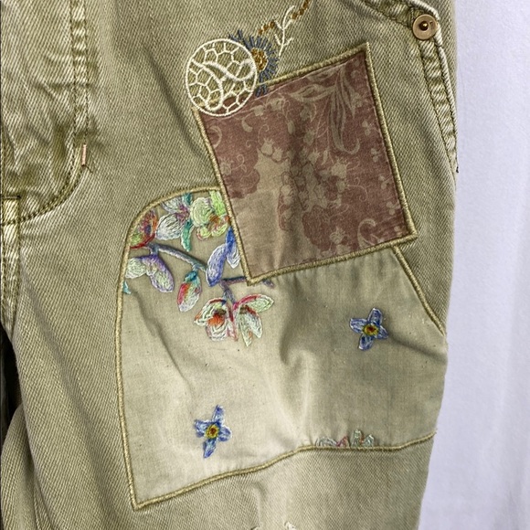 Anthropologie Pilcro Embroidered Patchwork Utility Pants - Olive Green - Size 25 - Picture 8 of 11